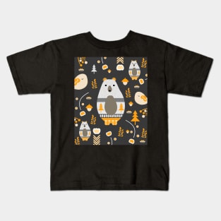 Winter bears with birds Kids T-Shirt